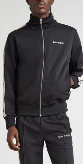 Palm Angels Palm Angels Monogram Classic Track Jacket in Black White at Nordstrom