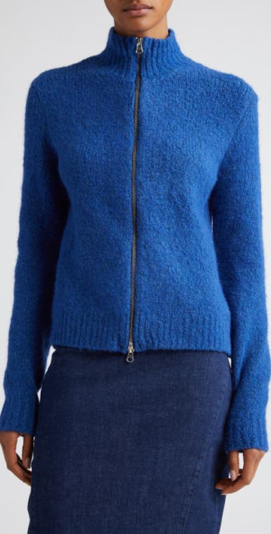 Paloma Wool - Stadium Intarsia Zip Cardigan in Soft Blue at