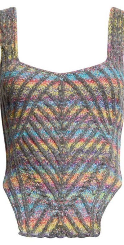 Paolina Russo Paolina Russo Warrior Corset Mixed Stitch Wool Blend Sweater Tank in Grey/Rainbow at Nordstrom, Size X-Small