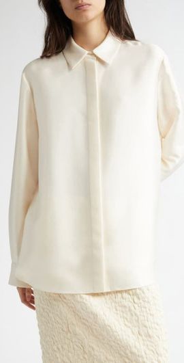PARTOW PARTOW Dahlia Silk Button-Up Shirt in Ivory at Nordstrom, Size 2