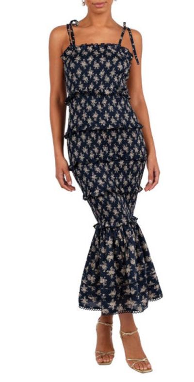 Petal & Pup Petal & Pup Jazy Floral Tiered Sundress in Navy Floral at Nordstrom, Size X-Small