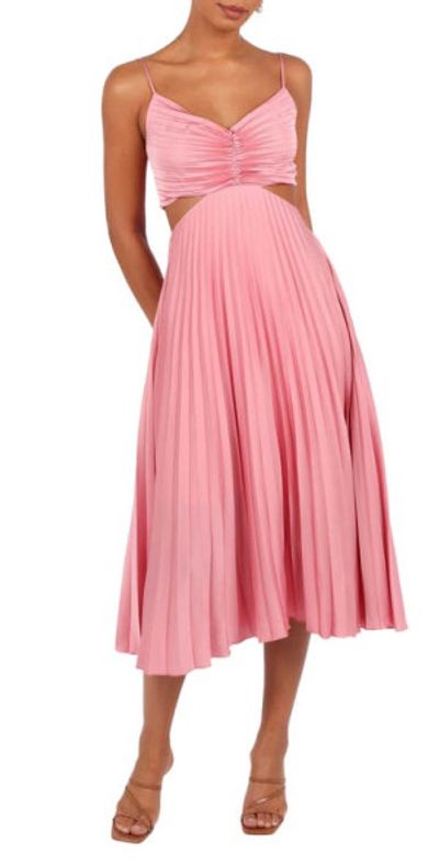 white christmas dresses Ginnee Puff Sleeve Cutout Midi Dress - Black main image 1