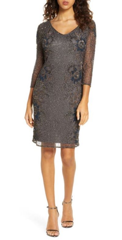 white christmas dresses Pisarro Nights mocha beaded dress, size 24W, NEW WITH TAGS! main image 1