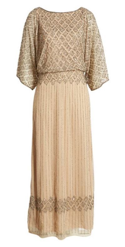 Pisarro Nights Pisarro Nights Diamond Motif Mesh Blouson Gown in Rose