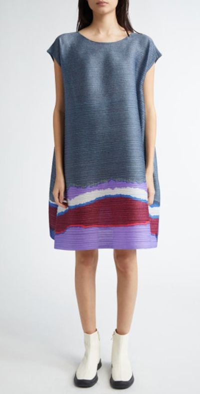 Pleats Please Issey Miyake - Grainy Colors Pleated Shift Dress in 