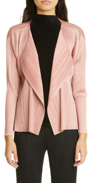Pleats Please Issey Miyake - Luster Pleated Open Front Jacket in