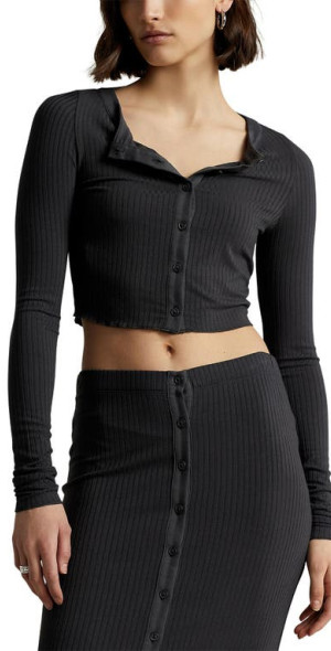 Polo Ralph Lauren - Crop Rib Top in Charcoal Grey at Nordstrom