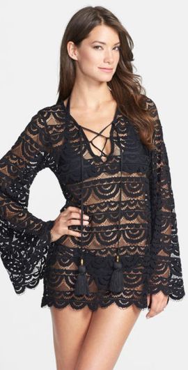 PQ SWIM PQ SWIM Noah Bell Sleeve Cover-Up in Black at Nordstrom, Size X-Small