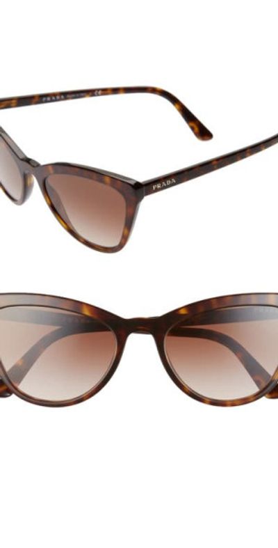 Prada - 56mm Cat Eye Sunglasses in Havana/Brown Gradient at  display picture 1