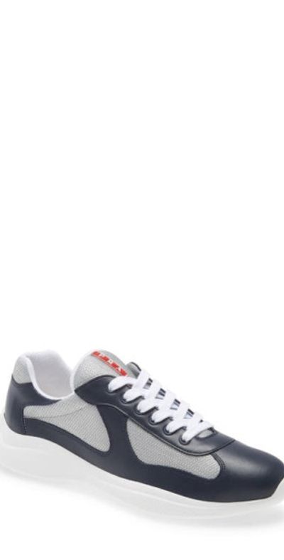 Prada Prada America's Cup Bike Low Top Sneaker in Baltico/Argento at Nordstrom