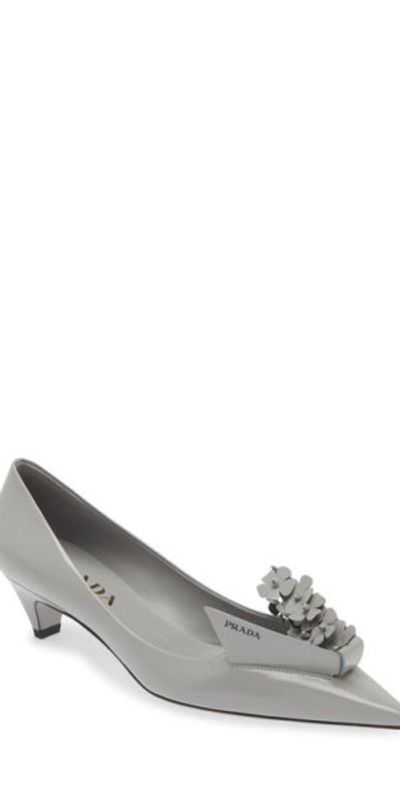 Prada Bunny Flora Kitten Heel Pointed Toe Pump in Grey at Nordstrom