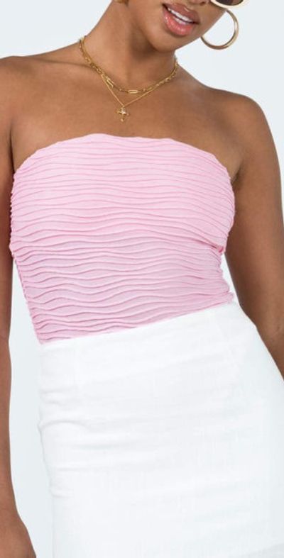 Princess Polly Makena Plissé Strapless Bodysuit in Pink at Nordstrom