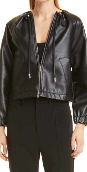 Proenza Schouler White Label - Crop Faux Leather Jacket in Black