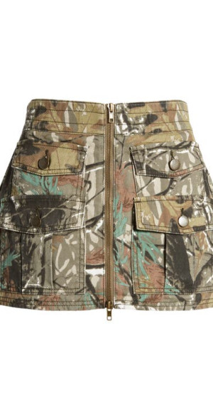 PTCL Front Zip Cargo Miniskirt in Forest Camo at Nordstrom
