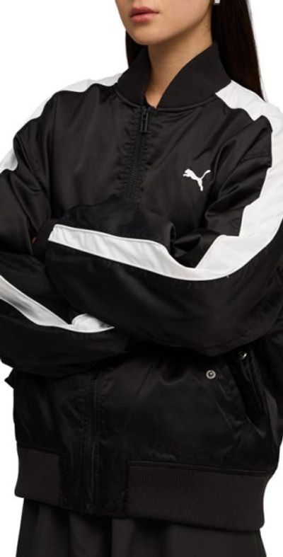 PUMA PUMA T7 Bomber Jacket in Puma Black at Nordstrom, Size Large