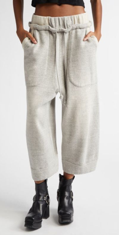 R13 R13 Deconstructed Drop Crotch Crop Sweatpants in Heather Grey W/Oatmeal at Nordstrom, Size X-Small