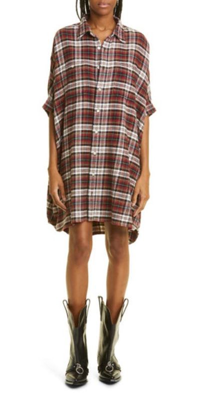 r13 oversized boxy button up dress R13 Plaid Oversized Boxy Shirtdress