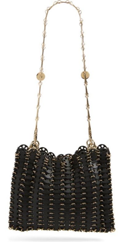 Rabanne Rabanne 1969 Leather Shoulder Bag in Black /Gold at Nordstrom