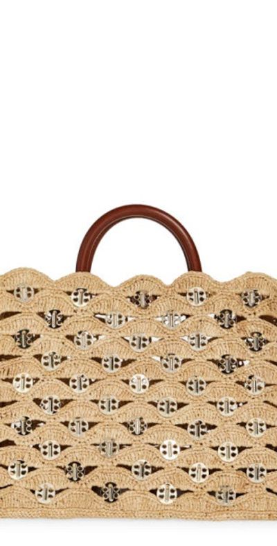Rabanne Rabanne Raffia Disc Tote in Natural /Light Gold at Nordstrom