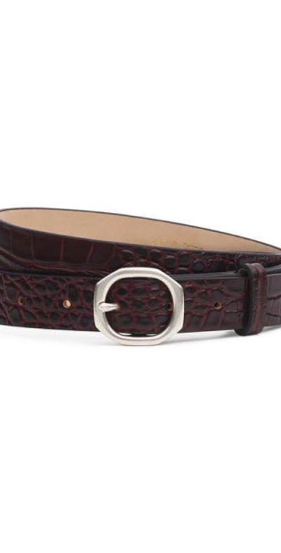 rag & bone rag & bone Audrey Slim Leather Belt in Bordeaux Croc at Nordstrom, Size Medium