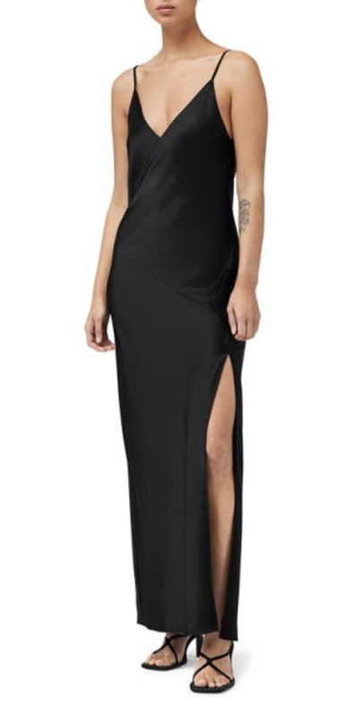 rag & bone - Larissa Midi Satin Slipdress in Black at Nordstrom