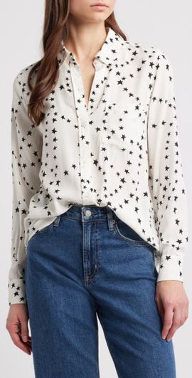 Rails Rails Kathryn Star Print Button-Up Shirt in Ivory Star Chain at Nordstrom, Size X-Small