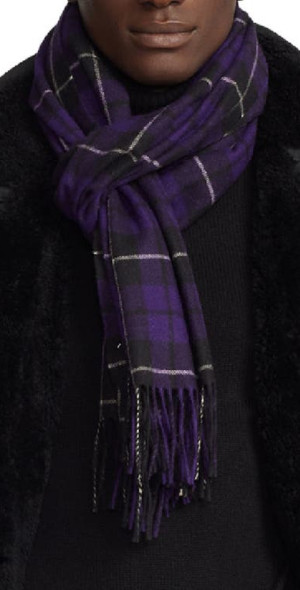 Ralph Lauren Purple Label - Plaid Overcheck Cashmere Scarf in