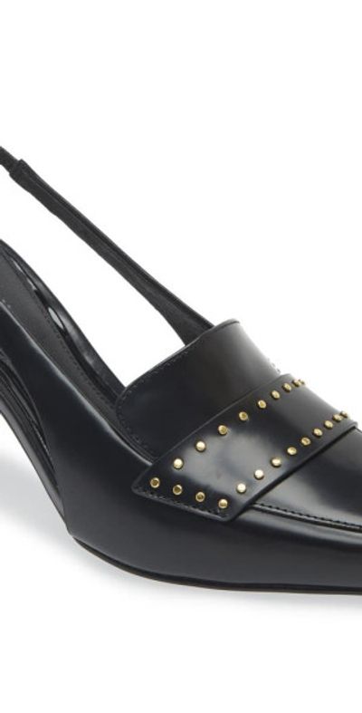 Rebecca Minkoff Rebecca Minkoff Paris Stud Slingback Pointed Toe Pump in Black at Nordstrom, Size 5 M