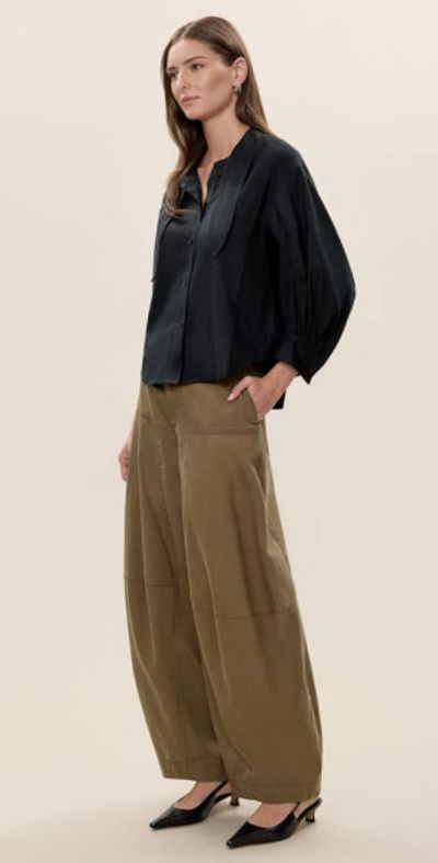 Rebecca Taylor Rebecca Taylor Stretch Linen Top in Black at Nordstrom, Size Small