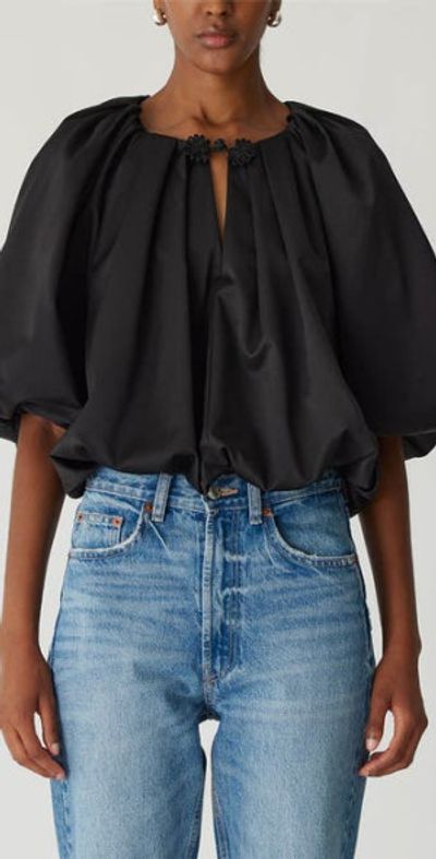 Rebecca Taylor Rebecca Taylor Techy Sateen Bubble Top in Black at Nordstrom, Size Small S