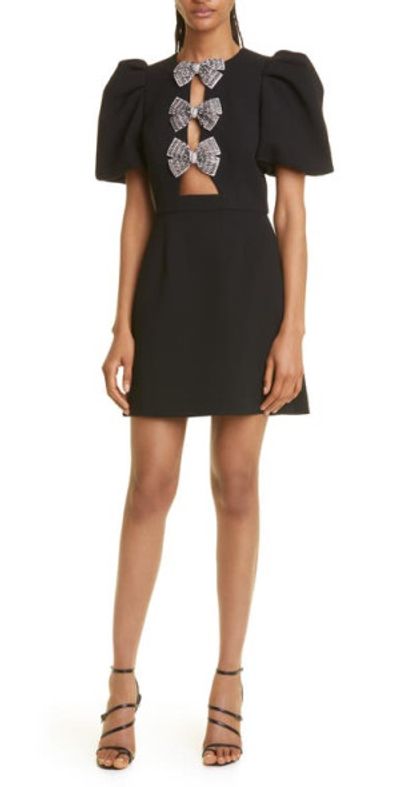 Rebecca Vallance - Yvonne Beaded Bow Cutout Detail Dress in Black at  Nordstrom