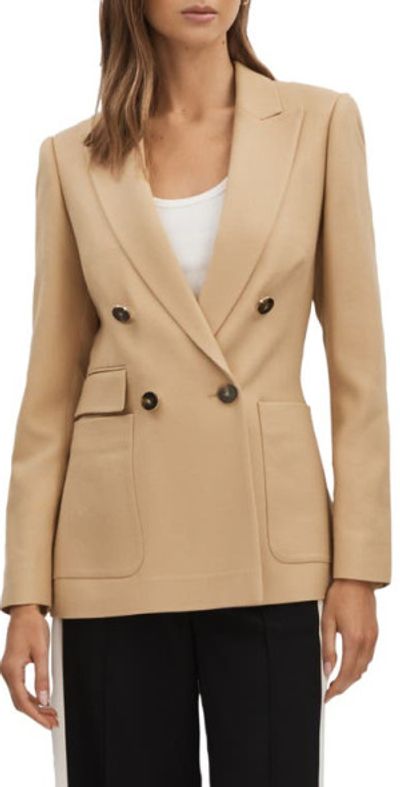 Reiss Larsson Double Breasted Blazer in Camel at Nordstrom, Size