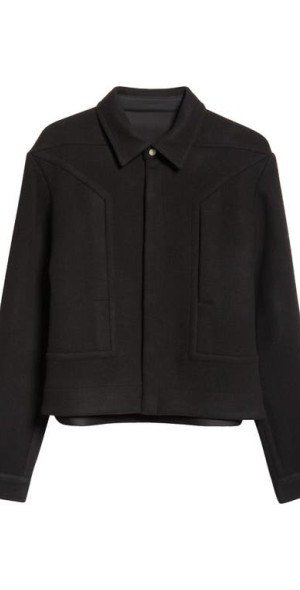 Rick Owens - Alice Strobe Melton Wool Snap-Up Shirt in Black at
