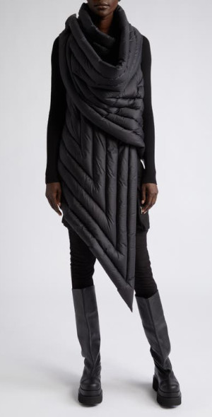 Rick Owens (リックオウエンス) GLEAM SCARF ダウンベスト Rick Owens - Gleam Scarf Down Puffer Vest in Black at Nordstrom