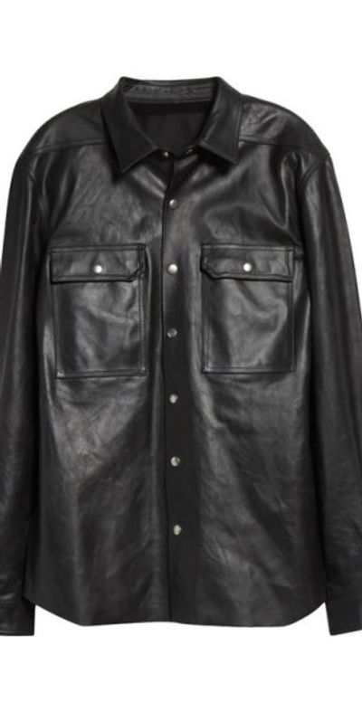 Rick Owens Rick Owens Leather Shirt Jacket in Black at Nordstrom, Size 36 Us