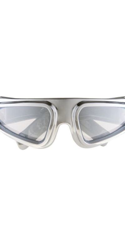 Rick Owens Rick Owens Ryder Wraparound Shield Sunglasses in Silver Temple/Silver Lens at Nordstrom