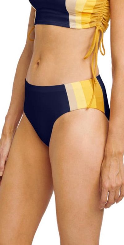 Robin Piccone Charlie Stripe High Waist Bikini Bottoms in Ink