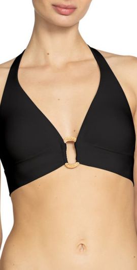 Robin Piccone Robin Piccone Margot Ring Halter Bikini Top in Black at Nordstrom, Size X-Small
