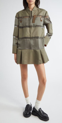 Sacai - Sleeveless Mixed Media Shift Dress in Black at Nordstrom