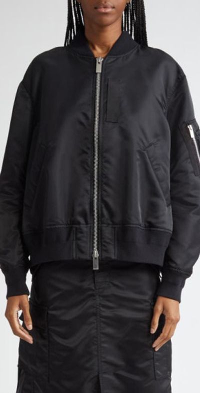 Sacai Sacai Nylon Twill Bomber Jacket in Black