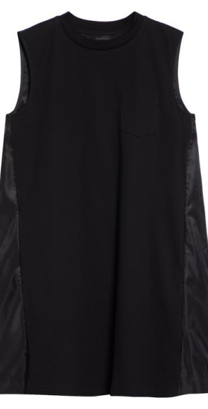 ■sacai■サカイ■Sleeveless Mixed Media Shift Dress■ Sacai Sleeveless Mixed Media Shift Dress In Black | ModeSens