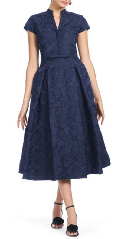 Sachin Babi Hanna Floral Cloqué Cocktail Midi Dress in Washed