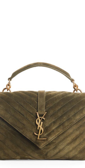 Brown Suede Small Loulou MatelassÃ© Suede Shoulder Bag Saint