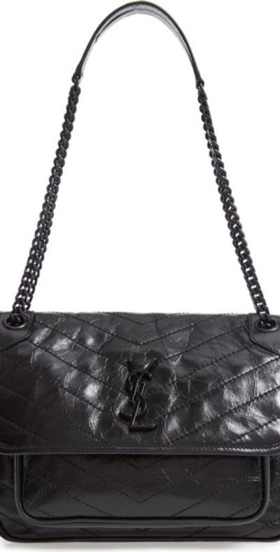 Saint Laurent Saint Laurent Medium Niki Leather Shoulder Bag in Noir at Nordstrom