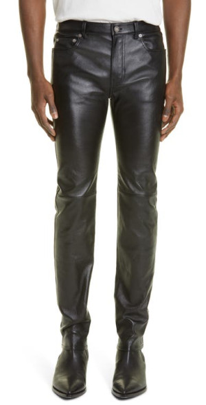 Saint Laurent - Men's Stretch Leather Pants in 1000 - Black at