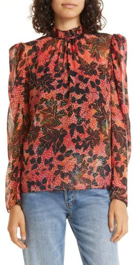 SALONI SALONI Mel-B Polka Dot Silk Blouse in 1759-Laurel at Nordstrom