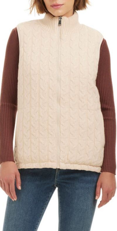 Sanctuary Sanctuary Reversible Zip Cable Stitch & Puffer Vest in Vanilla Latte at Nordstrom, Size X-Small