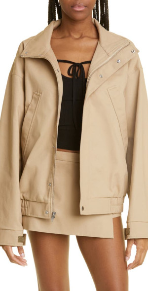 Sandy Liang - Papas Oversize Cotton Twill Jacket in Grain at