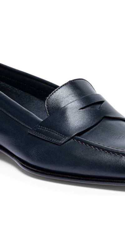 Santoni Santoni Leather penny loafer in Blue at Nordstrom, Size 10