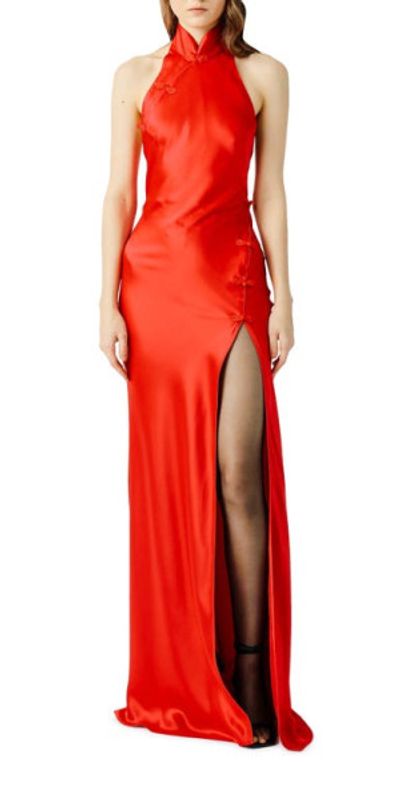 SAU LEE Michelle Open Back Gown in Red at Nordstrom